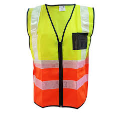 2TONE LIME/ORANGE REFLECTIVE SLEEVELESS WAIST JACKET, WHITE PVC TAPE LVL3, ZIP, ID, WHITE PVC TAPE Dromex