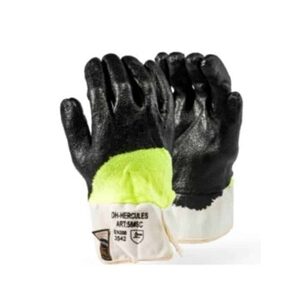 Seamless HIVIZ Liner Safet Cut with Nitirle Coating Taeki5 HI VIZ Nitrile coated, safety cuff glove Dromex