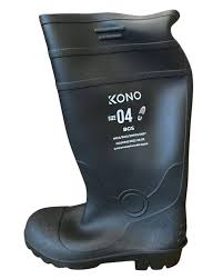 KONO BLACK GUMBOOT STEEL TOE CAP