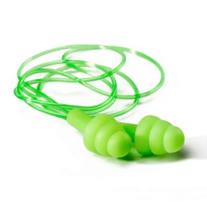 Green MUSHROOM Re-Usable Earplug with green cord (SNR30) Dromex