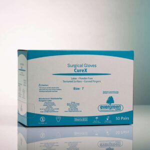 Evergreen SURGICAL Latex Powder free Gloves - 50 pairs per box