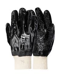 CHIPPED PALM PVC GLOVE PIONEER BLACK CHIP PALM PVC KNIT WRIST GLOVE