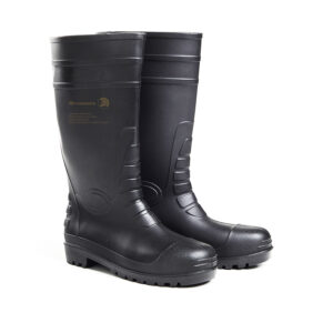 SPARTACUS BLACK/BLACK - STEEL TOE CAP AND MIDSOLE(STCM), ACID & OIL RESISTANT  GUMBOOT, STCM Dromex