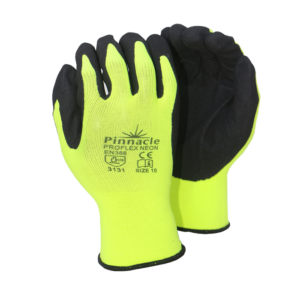 PROFLEX NEON
13g lime nylon shell, black nitrile, sandy palm coat glove
